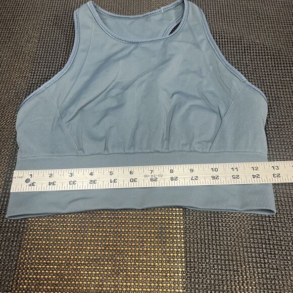 LULULEMON Ebb to Train Bra High Neck Medium Support Size 8 Iron Blue - Picture 3 of 5